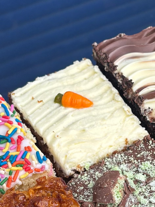 Carrot cake with cream cheese topping